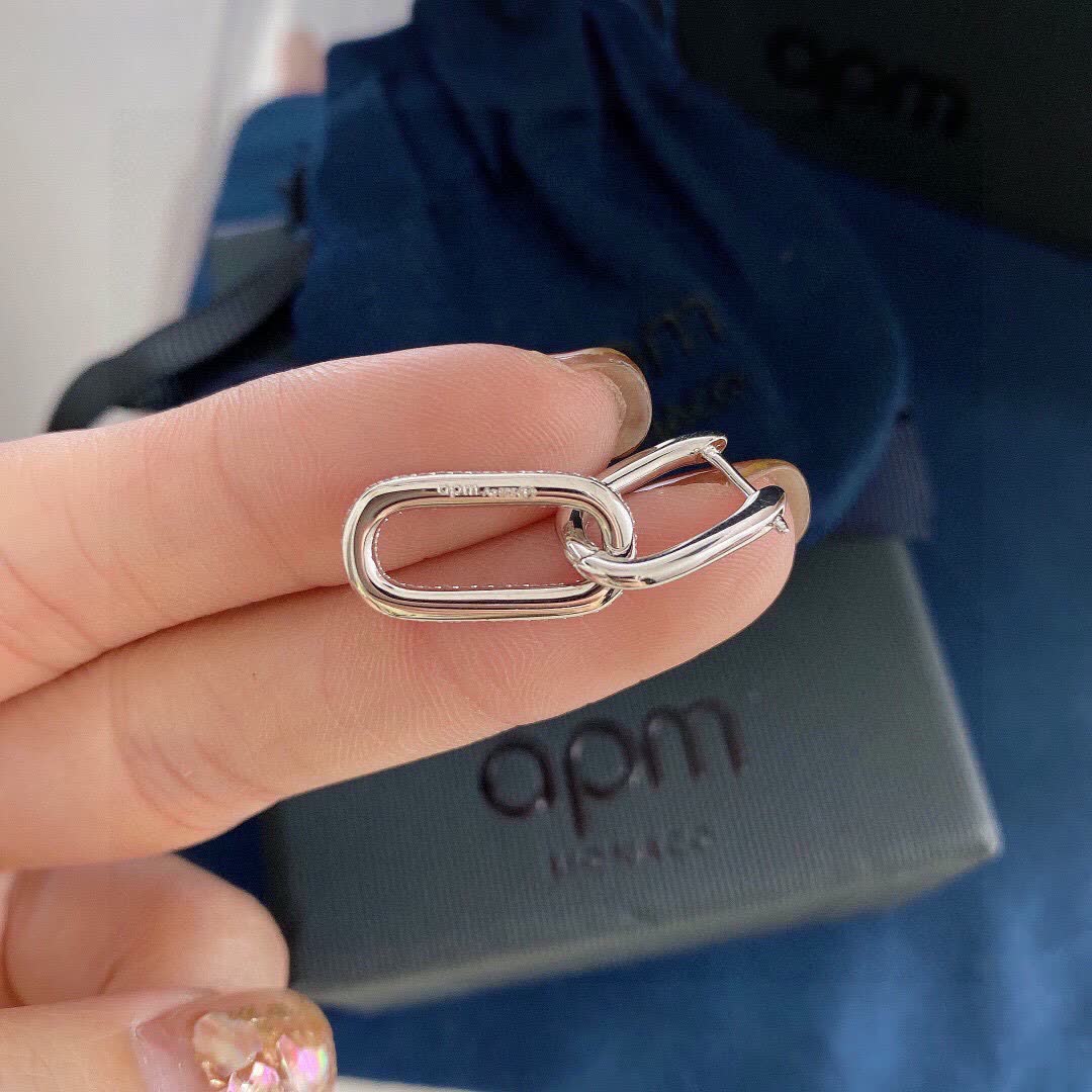 APM Monaco Silver Rhinestone Hoop Earrings